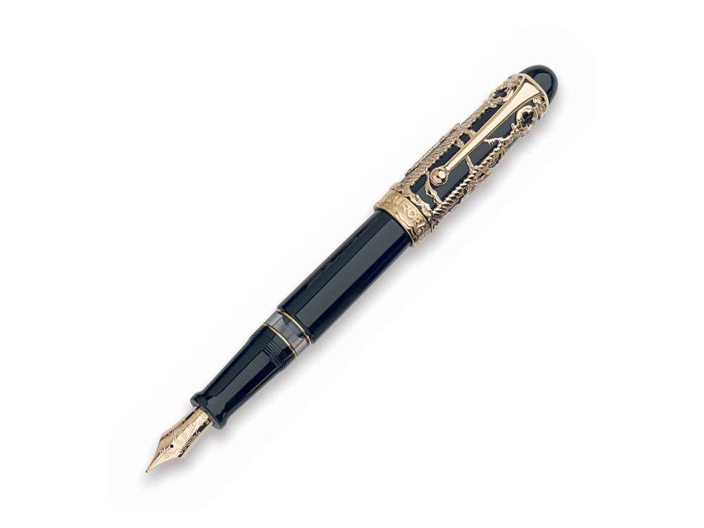 Aurora Venezia Fountain Pen, Gold plated, Black, Limited Edition, 800VV