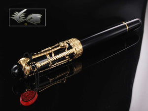 Aurora Venezia Fountain Pen, Gold plated, Black, Limited Edition, 800VV