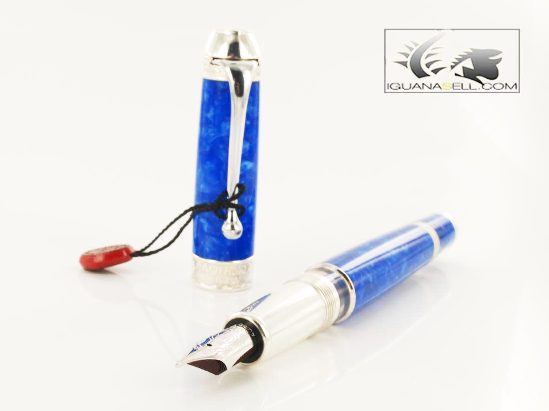 Aurora Mar Ligure Blue Marbled Resin Fountain Pen - LE