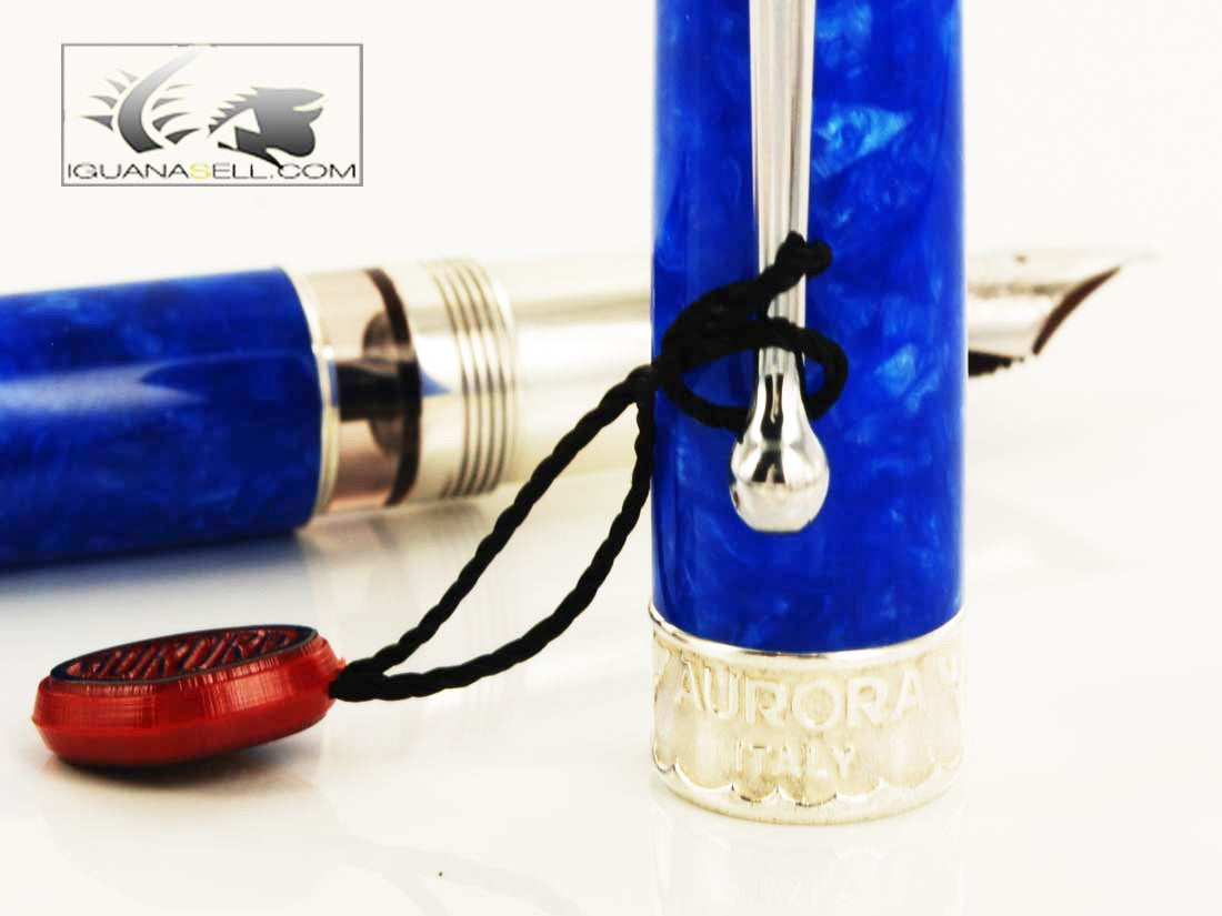 Aurora Mar Ligure Blue Marbled Resin Fountain Pen - LE