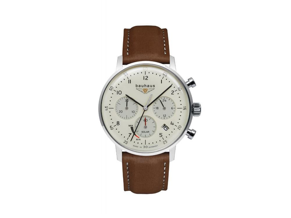 Bauhaus Solar Chronograph Quartz Watch, Beige, 41 mm, Day, 2086-5
