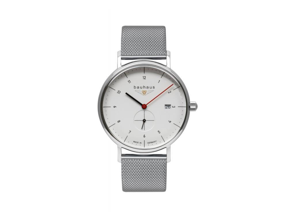 Bauhaus Quartz Watch, White, 41 mm, Mesh strap, 2130M-1