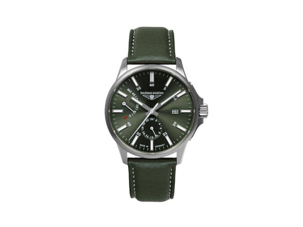 Bauhaus Aviation Automatic Watch, Titanium, Green, 42 mm, Day, 2860-4