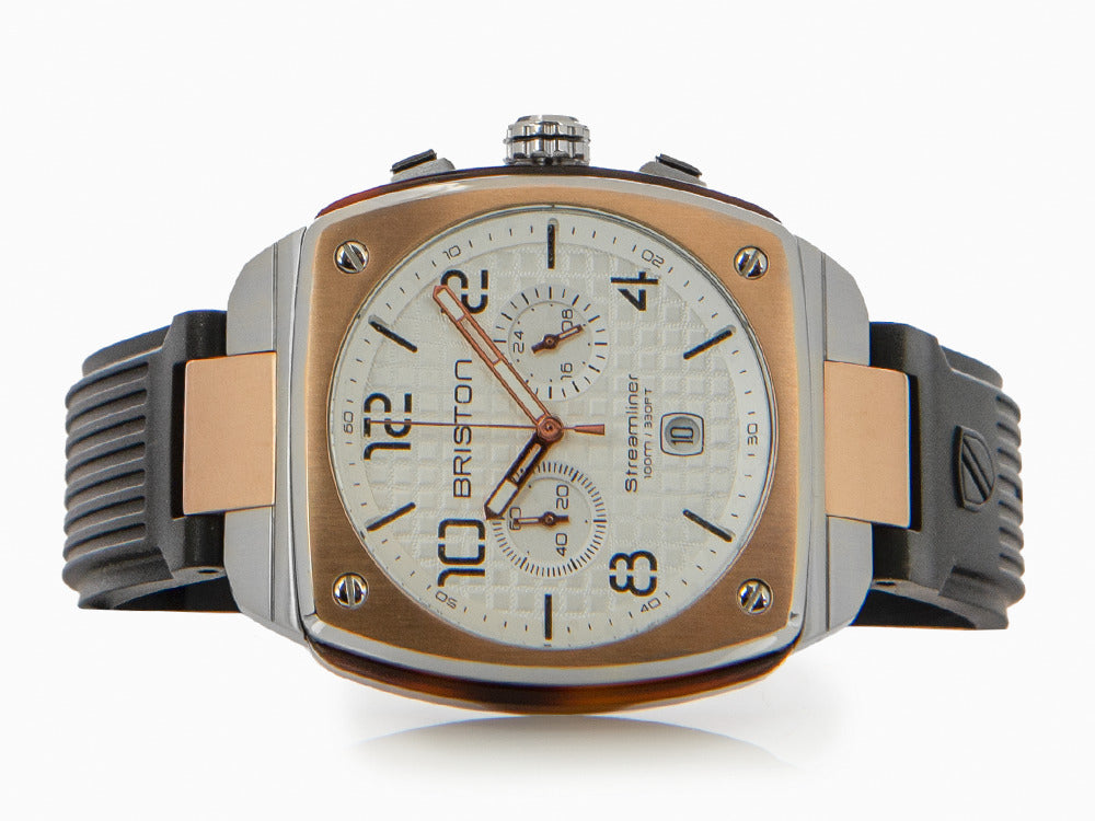 Briston Streamliner Urban Quartz Watch, PVD, White, 42 mm, 22142.RGS.T.2.RB