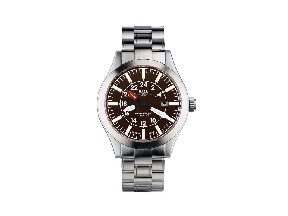Ball Engineer Master II Aviator GMT Watch, Brown, 44mm, 10 atm, GM1086C-SJ-BR