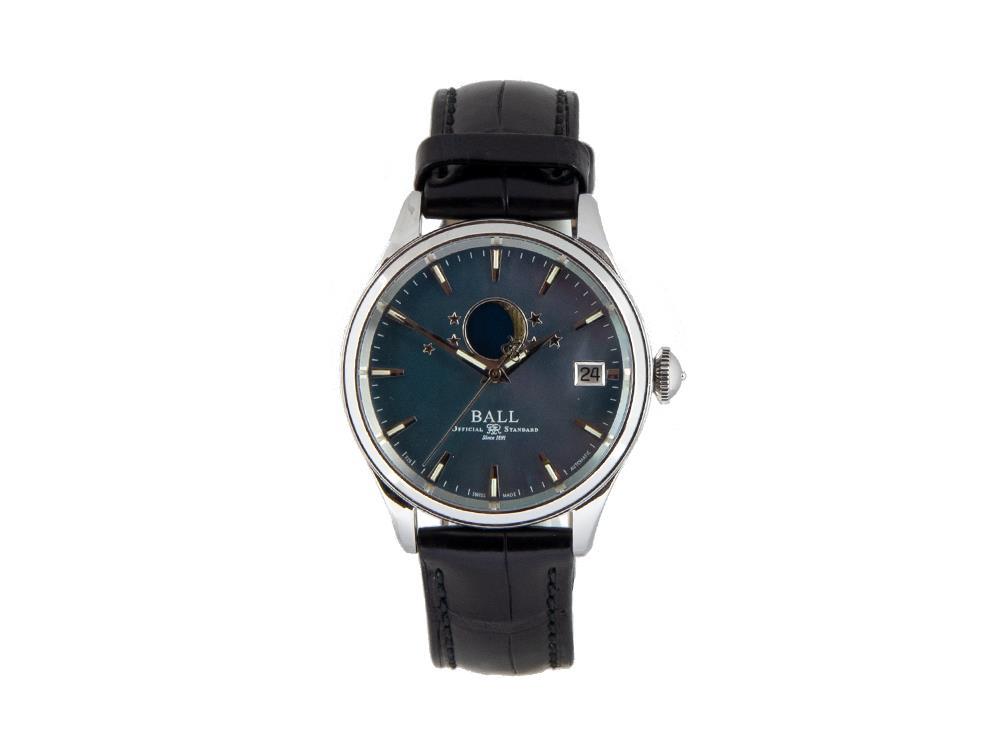 Ball Trainmaster Moon Phase Ladies Automatic Watch, Ball RR1801, Blue