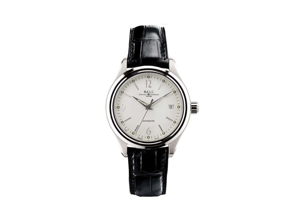 Ball Trainmaster Streamliner Watch, Ball RR1103, White, Leather band