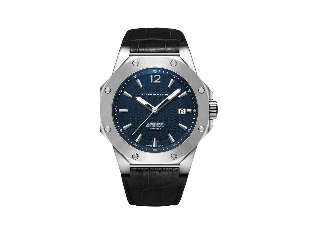 Cornavin Downtown 3-H Quartz Watch, 41 mm, Blue, CO2021-2004
