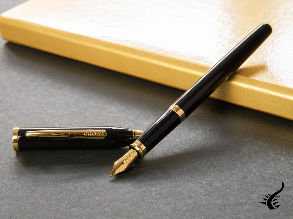 Cross Century II Fountain Pen, Lacquer, Black, 23K Gold plated, Polished