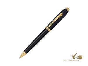 Cross Townsend Ballpoint pen, Lacquer, Black, Polished, 23K Gold plated, 572TW