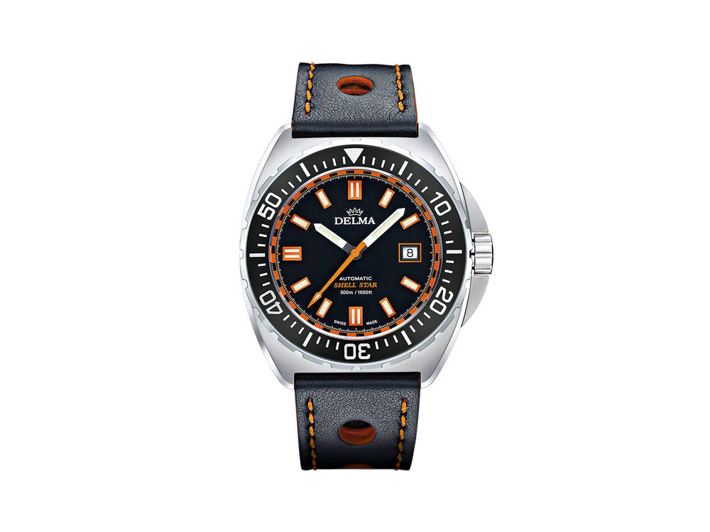 Delma Diver Shell Star Automatic Watch, Black, 44 mm, 41601.670.6.031