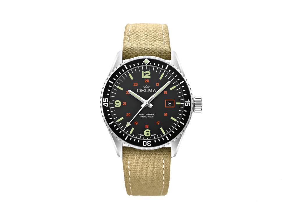 Delma Diver Cayman Field Automatic Watch, Black, 42 mm, 41601.706.6.034
