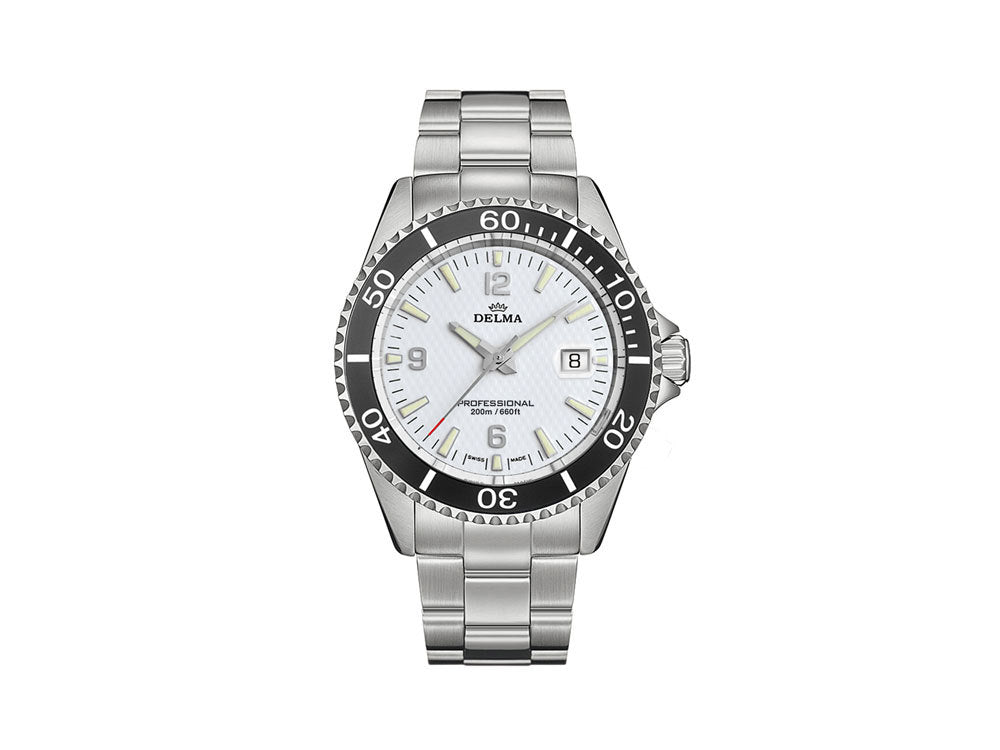 Delma Diver Santiago Quartz Watch, White, 43 mm, 20 atm, 41701.562.6.014