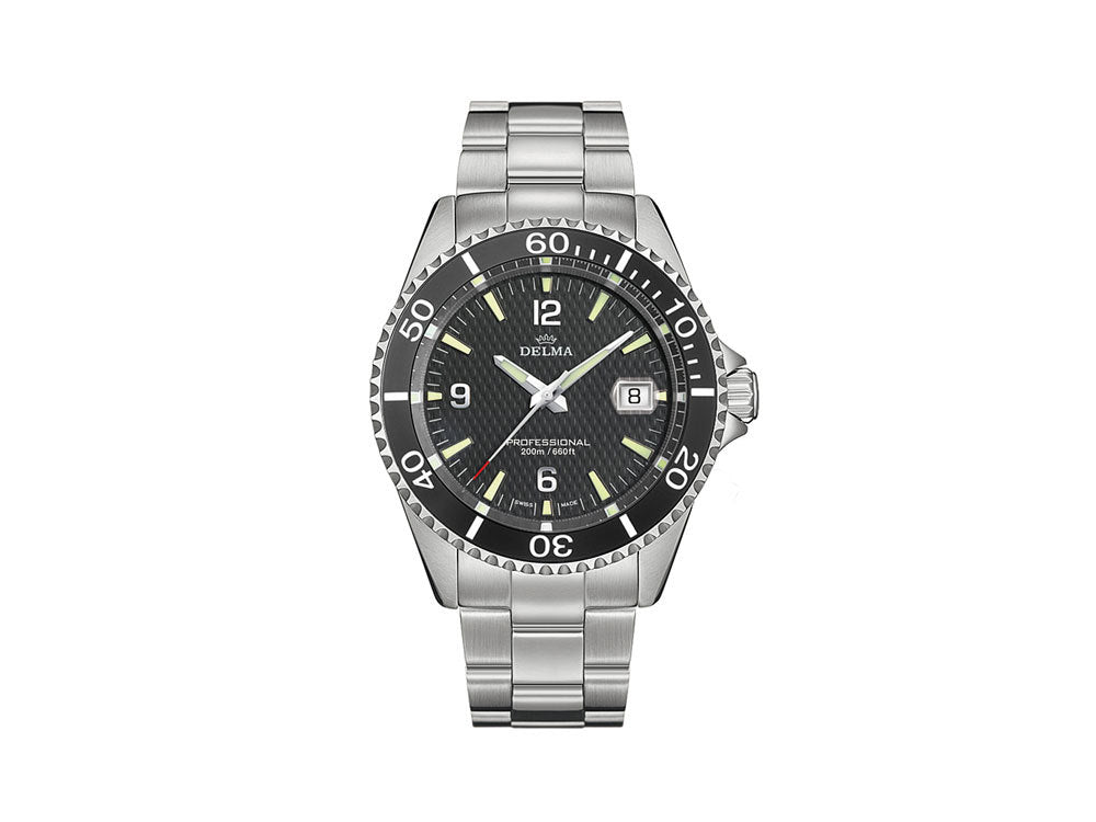 Delma Diver Santiago Quartz Watch, Black, 43 mm, 20 atm, 41701.562.6.034