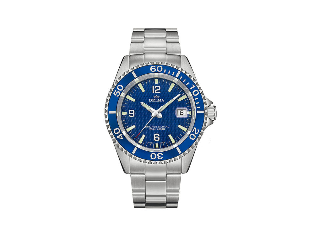 Delma Diver Santiago Quartz Watch, Blue, 43 mm, 20 atm, 41701.562.6.044