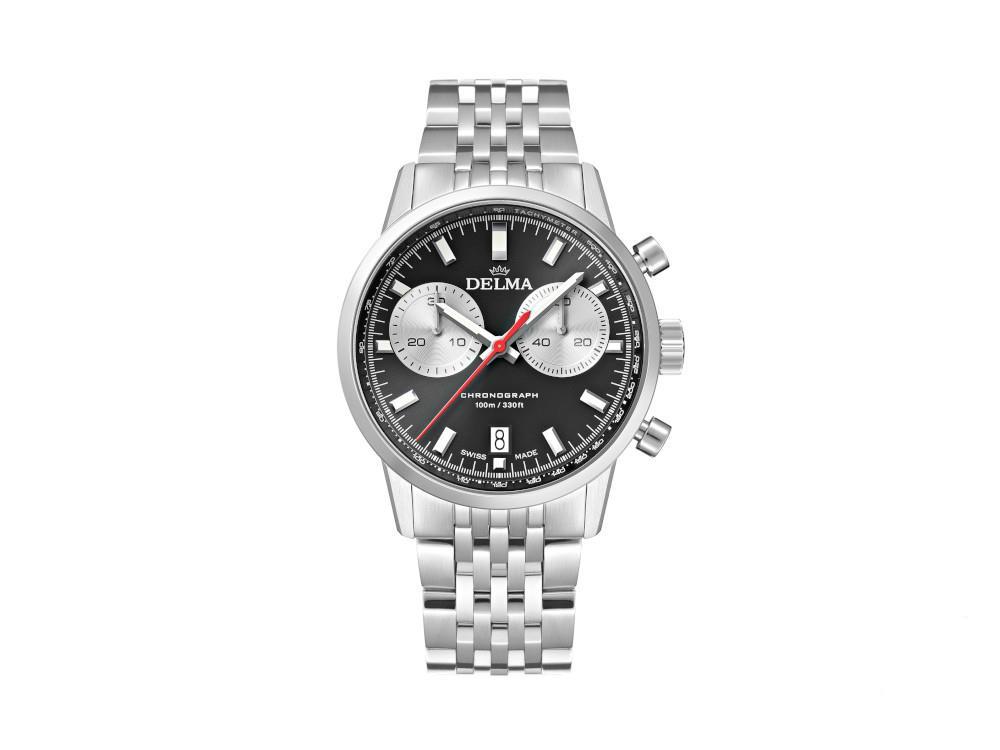 Delma Racing Quartz Watch, Ronda Z50, Black, 42 mm, 41701.704.6.031