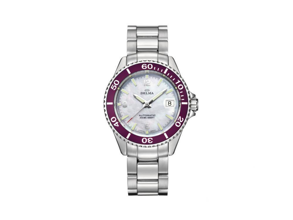 Delma Diver Ladies Santiago Automatic Watch, White, 37mm, 41702.545.1.516