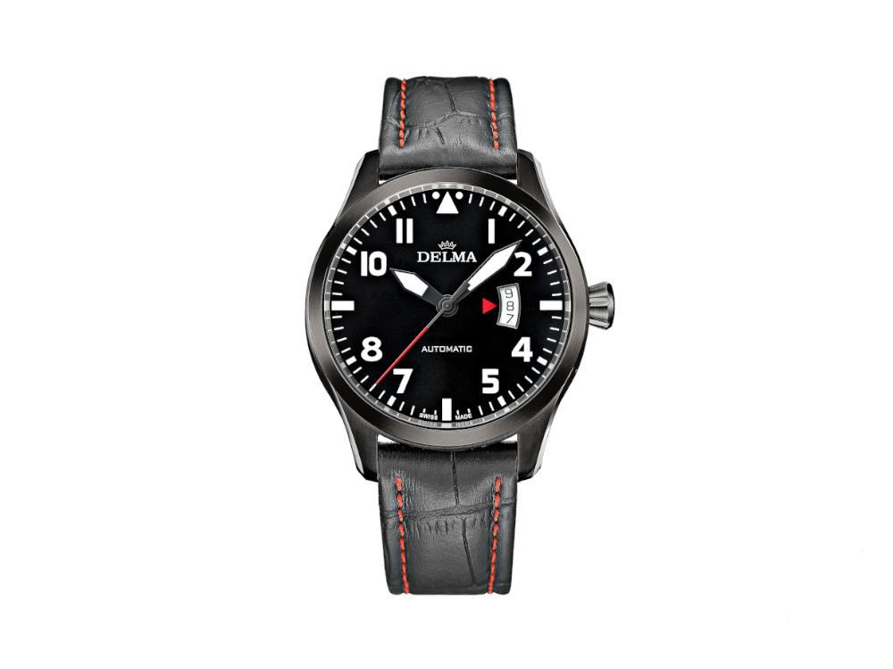Delma Aero Commander Automatic Watch, Black, 45 mm, PVD, 44601.570.6.038