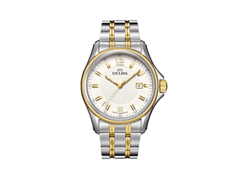 Delma San Marino Dress Quartz Watch, White, Gold PVD, 42 mm, 52701.604.6.014