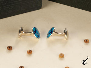 Deakin & Francis Vitreous Enamel Cufflinks, Silver .925, Blue, C1256S0401