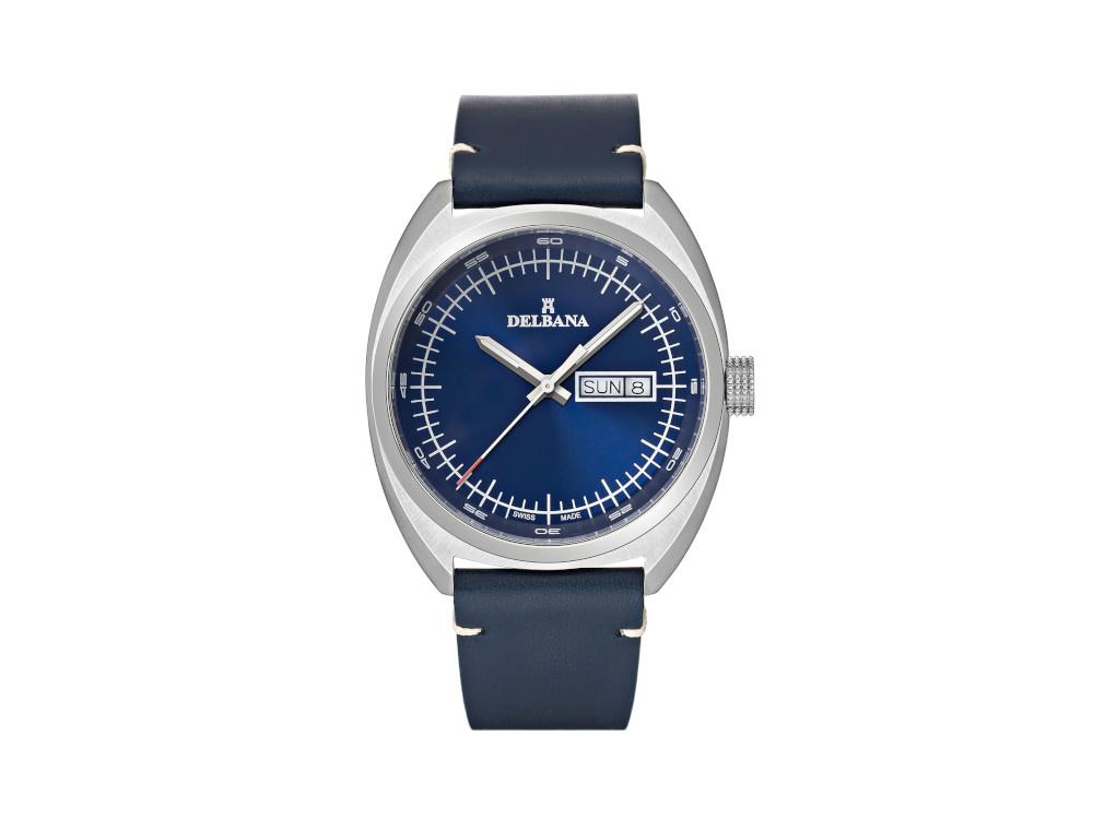 Delbana Classic Locarno Quartz Watch, Blue, 41.5 mm, Leather, 41601.714.6.042