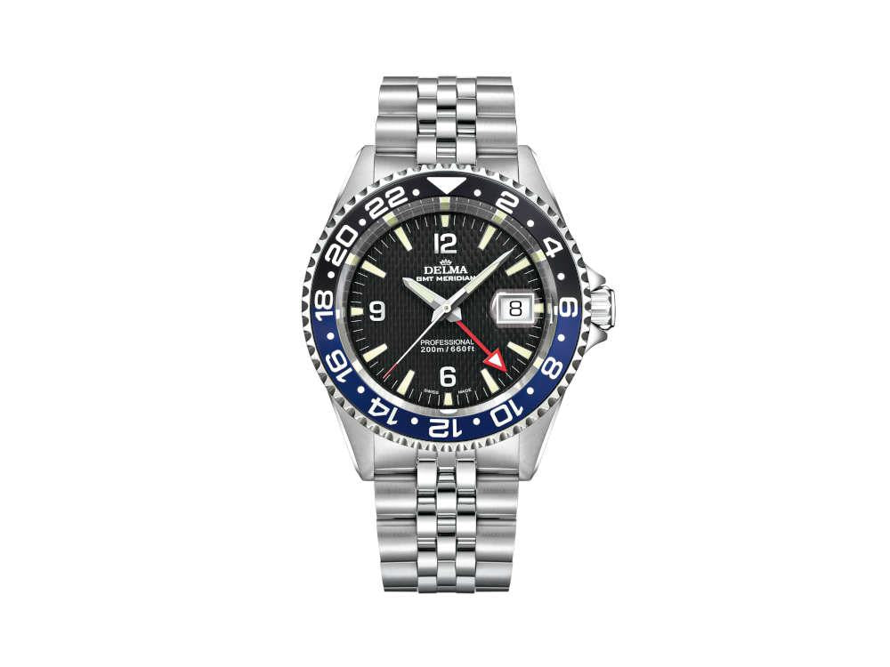Delma Diver Santiago GMT Quartz Watch, Blue, 43 mm, 20 atm, 41701.648.6.044