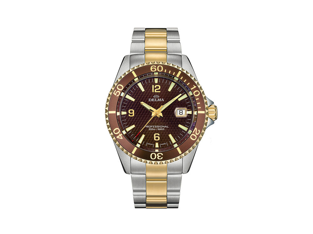 Delma Diver Santiago Quartz Watch, Brown, 43 mm, 20 atm, 52701.562.6.104