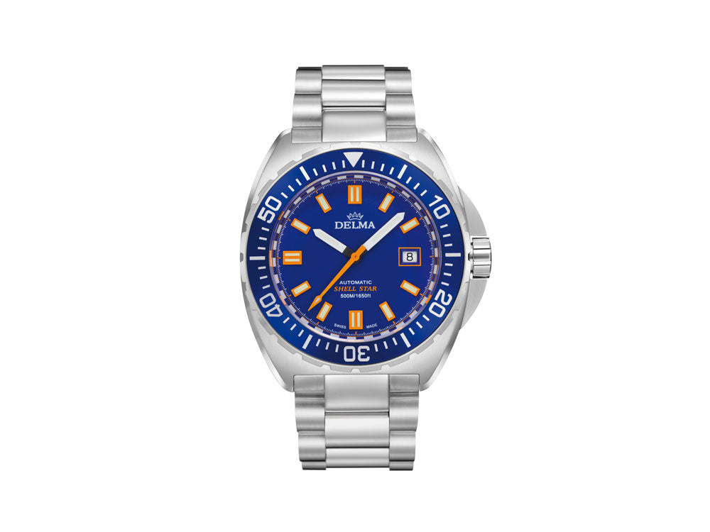 Delma Diver Shell Star Automatic Watch, Blue, 44 mm, 41701.670.6.041