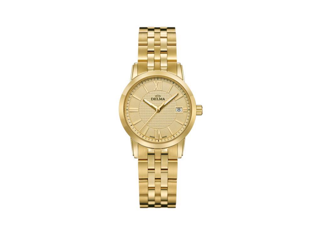Delma Dress Cordoba Ladies Quartz Watch, golden, 28mm, 5 atm, 42702.527.1.021
