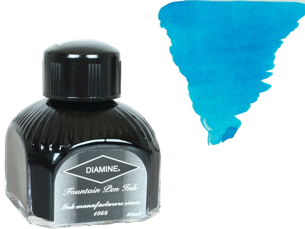 Diamine Ink Bottle, 80ml., Aqua Blue, Italian crystal