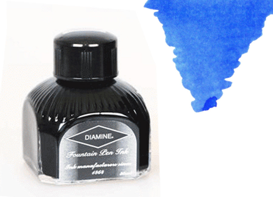Diamine Ink Bottle, 80ml., China Blue, Italyan crystal bottle