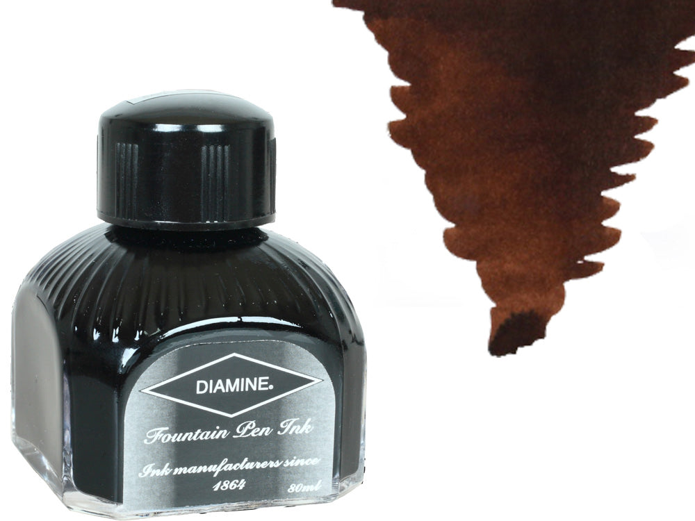 Diamine Ink Bottle, 80ml., Chocolate Brown, Italyan crystal bottle