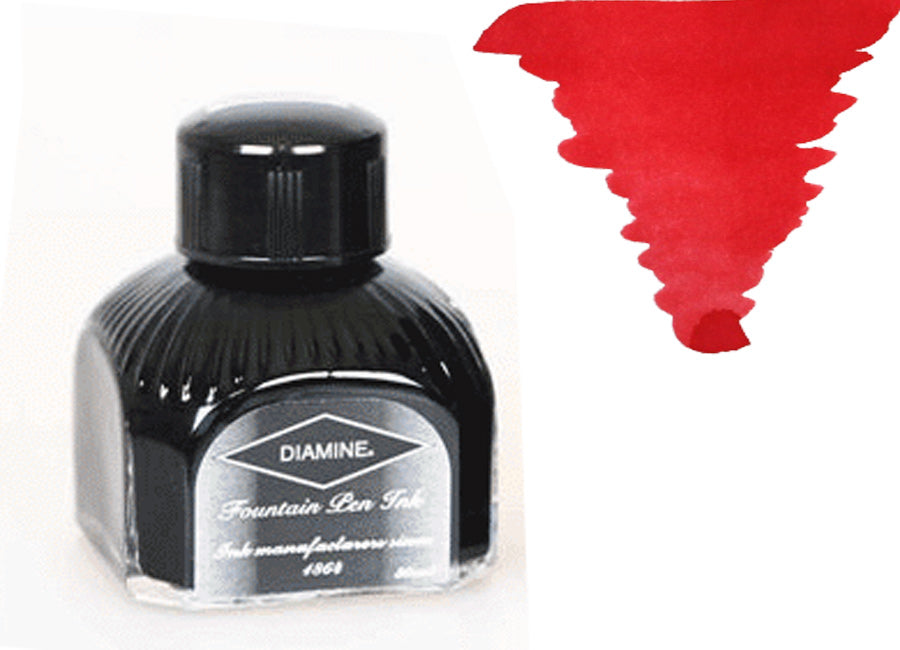 Diamine Ink Bottle, 80ml., Classic Red, Italyan crystal bottle
