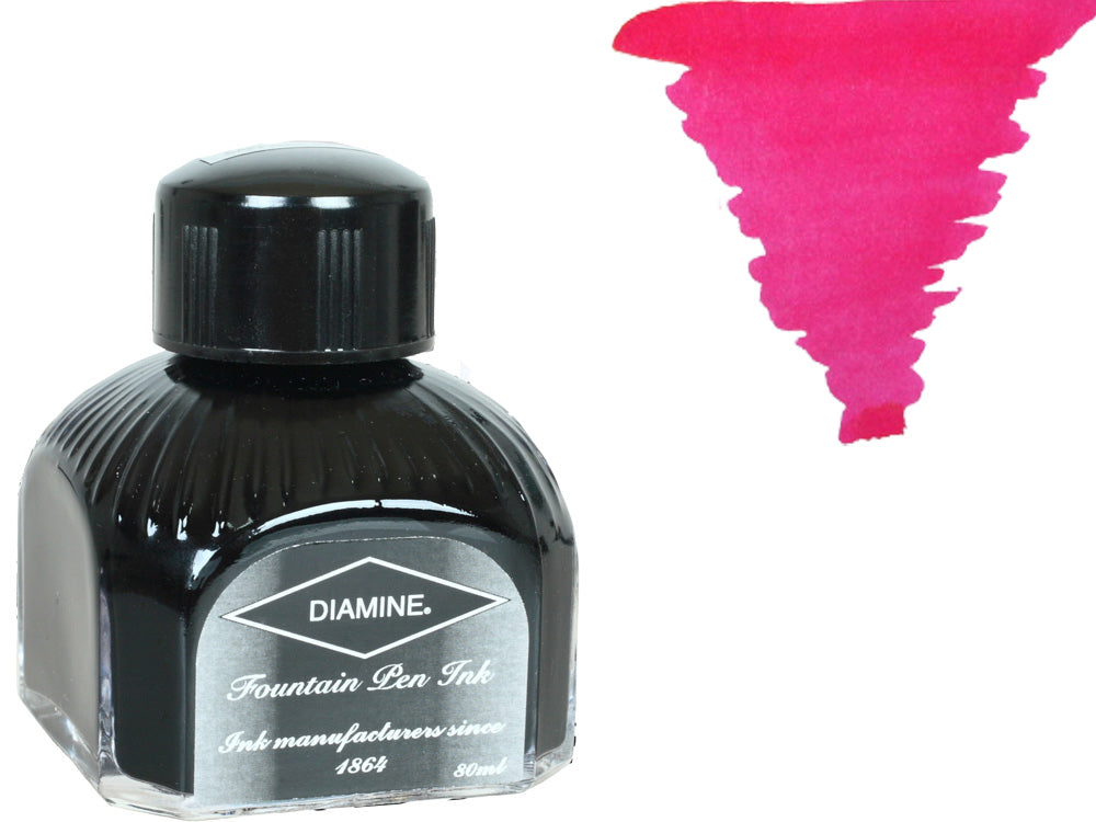 Diamine Ink Bottle, 80ml., Hope Pink, Italyan crystal bottle