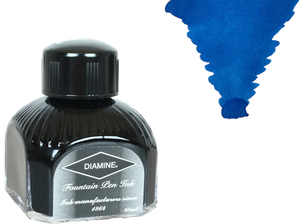 Diamine Ink Bottle, 80ml., Kensington Blue, Italyan crystal bottle
