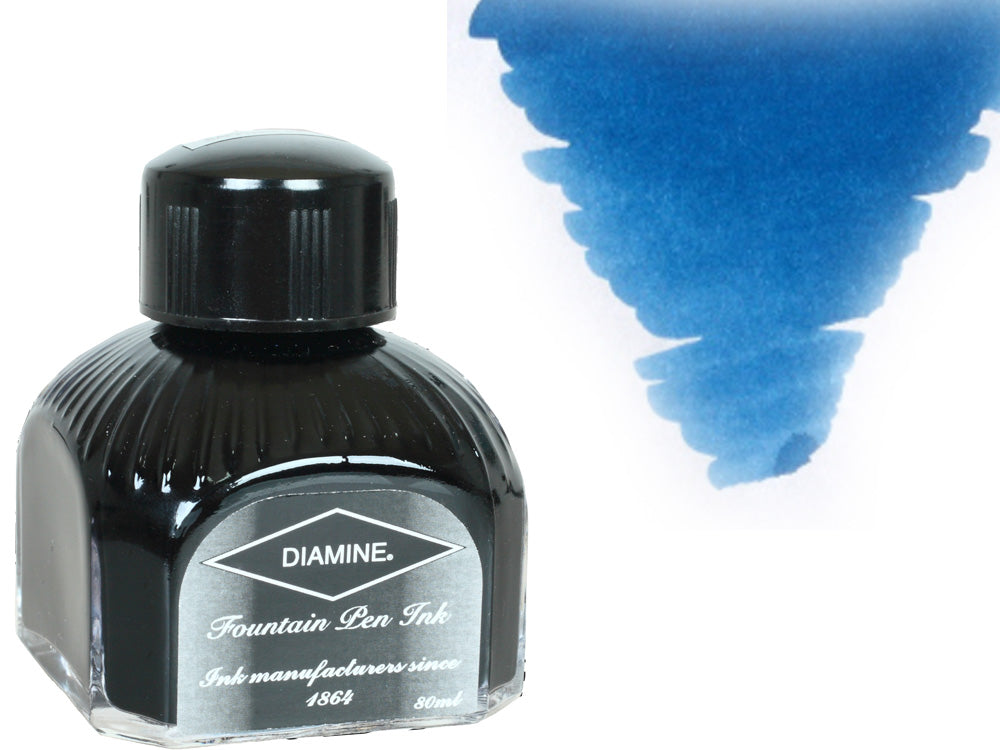 Diamine Ink Bottle, 80ml., Misty Blue, Italian crystal