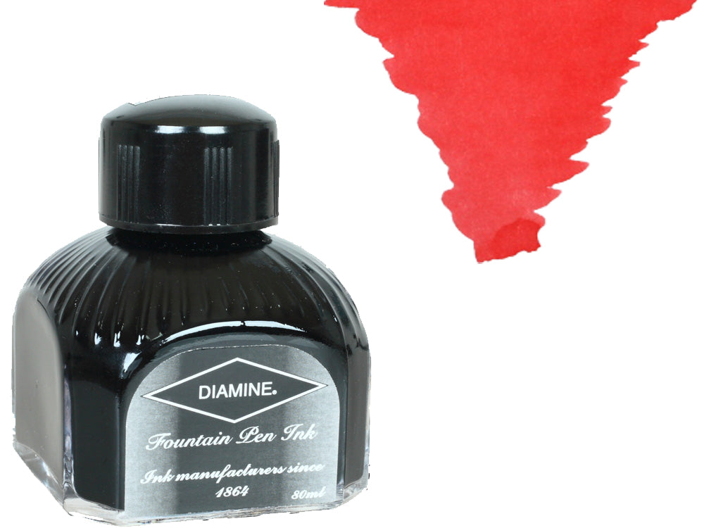 Diamine Ink Bottle, 80ml., Passion Red, Italyan crystal bottle