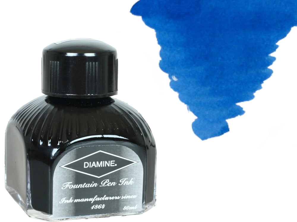 Diamine Ink Bottle, 80ml., Presidential Blue, Italyan crystal bottle