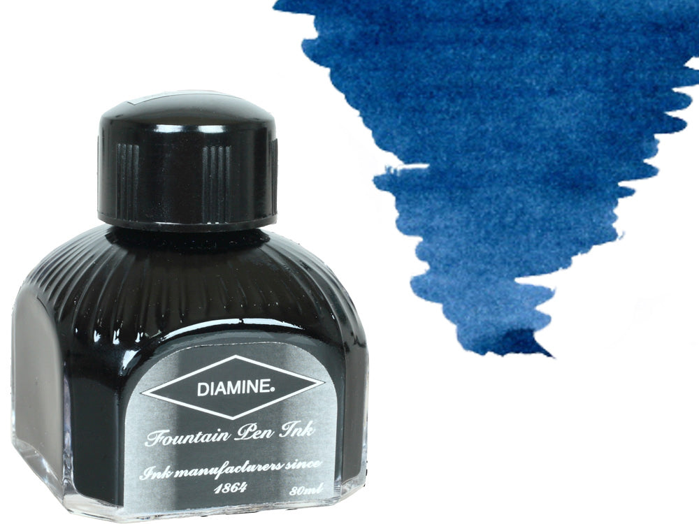 Diamine Ink Bottle, 80ml., Prussian Blue, Italyan crystal bottle