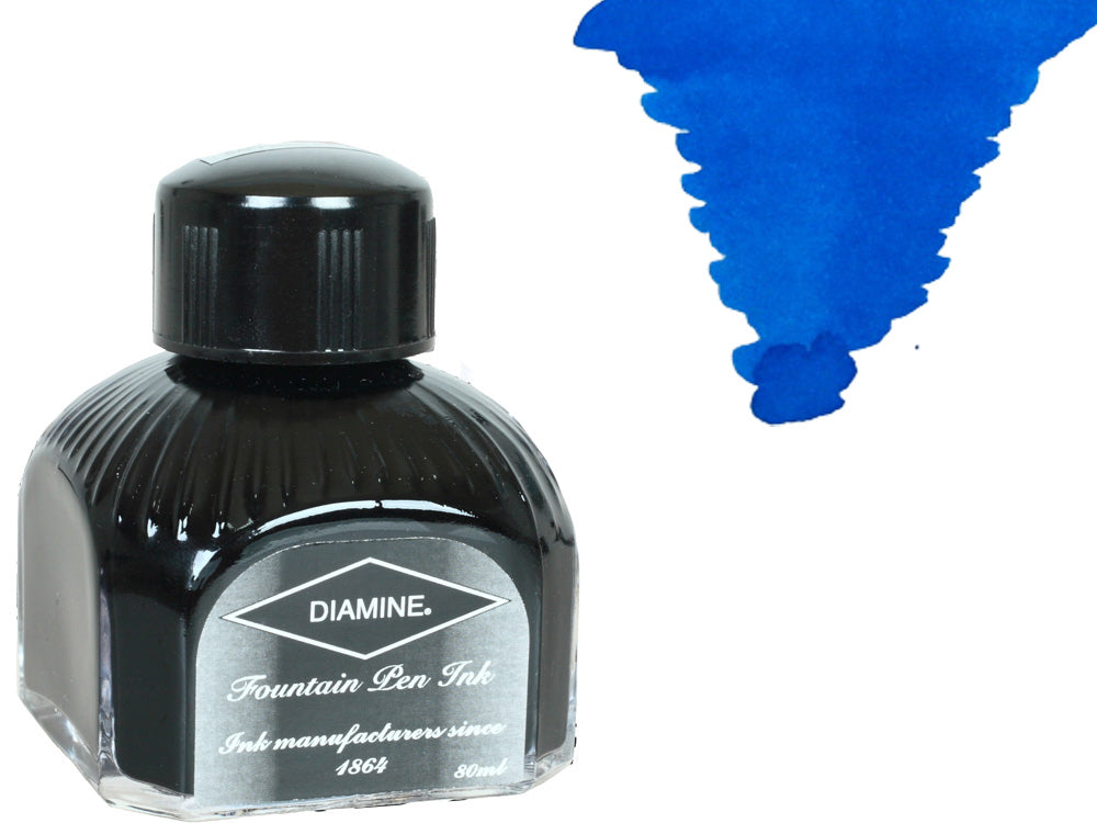 Diamine Ink Bottle, 80ml., Mediterranean Blue, Italyan crystal bottle