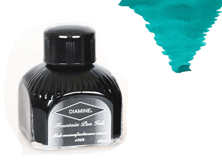 Diamine Ink Bottle, 80ml., Soft Mint, Italyan crystal bottle