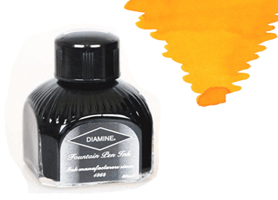 Diamine Ink Bottle, 80ml., Sunshine Yellow, Italyan crystal bottle