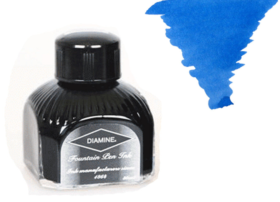 Diamine Ink Bottle, 80ml., Washable Blue, Italyan crystal bottle