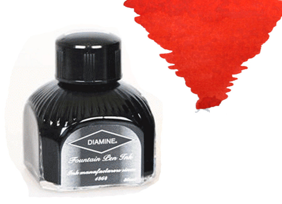 Diamine Ink Bottle, 80ml., Wild Strawberry, Italyan crystal bottle