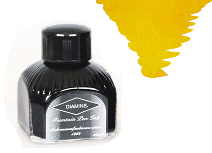 Diamine Ink Bottle, 80ml., Yellow, Italyan crystal bottle