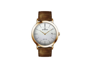 Eterna Eternity Gent Quartz watch, 40mm., PVD, Rose Gold, Silver, Leather strap