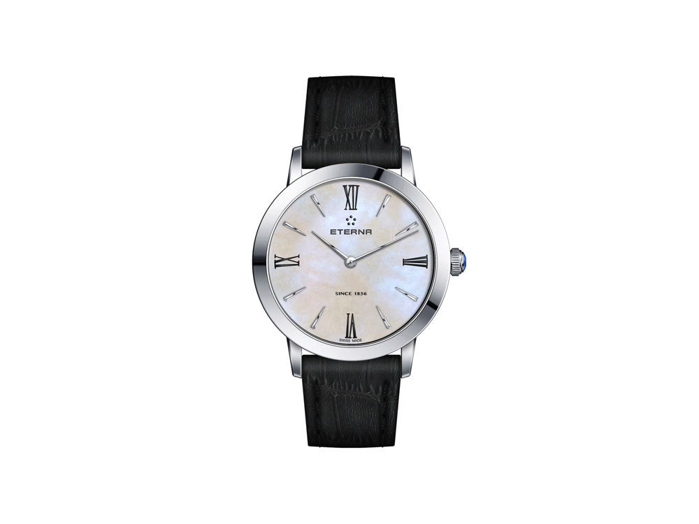 Eterna Eternity Lady Quartz watch, 32mm, White Mother of Pearl, Leather strap