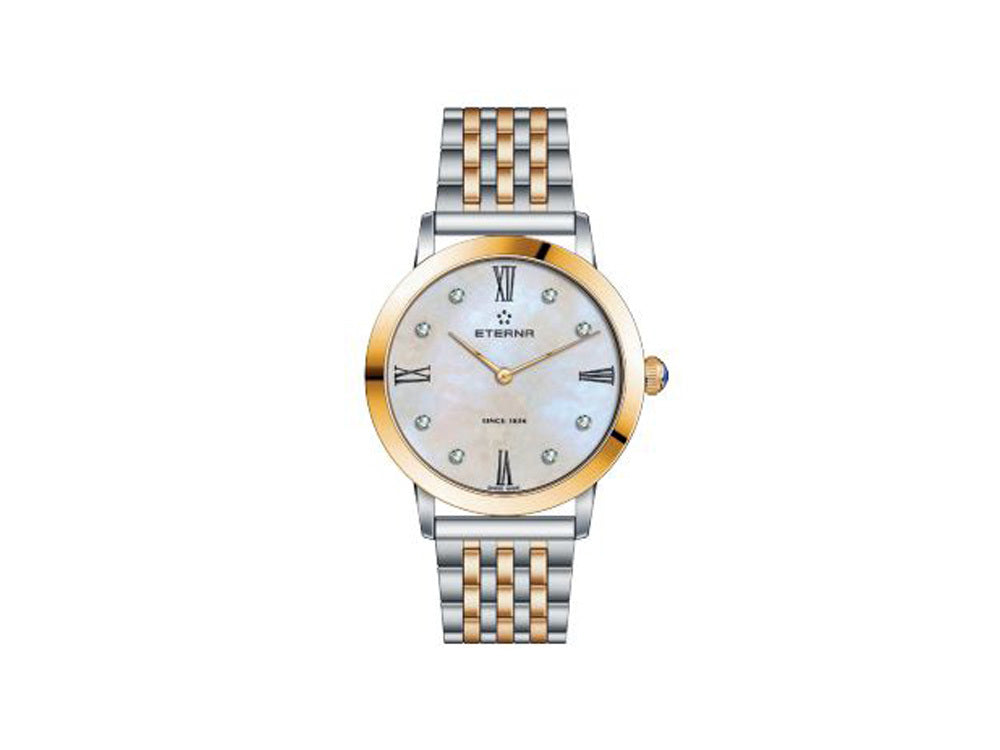 Eterna Eternity Lady Quartz watch, ETA 956.412, Rose Gold, PVD, 32mm, Diamonds