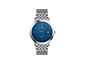 Eterna Eternity Gent Quartz watch, ETA 955.112, 40mm., Blue, Steel bracelet