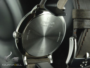 Eterna Eternity Gent Quartz watch, ETA 955.112, 42mm., Black, Leather strap